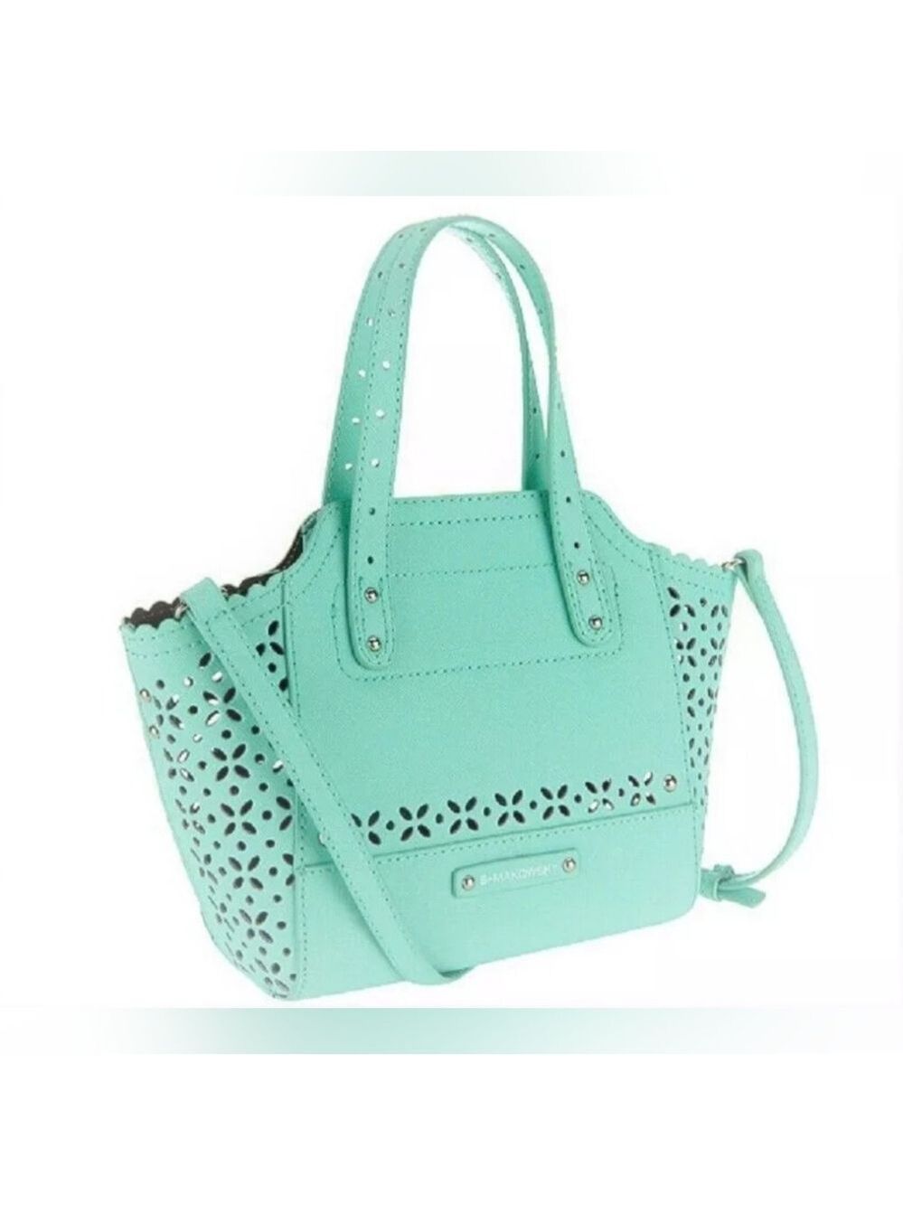 B. Makowsky | Saffiano Perforated Leather - Mini Tessa Crossbody – Mint Green